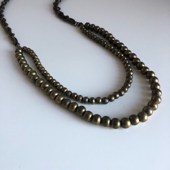 Bronze Beaded Braided Statement Necklace